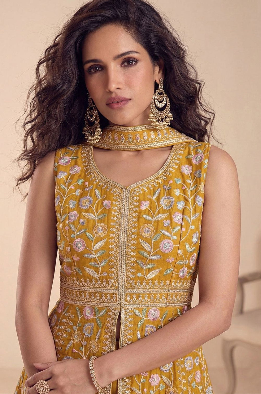Yellow Georgette Salwar Kameez - SFEDC27002R