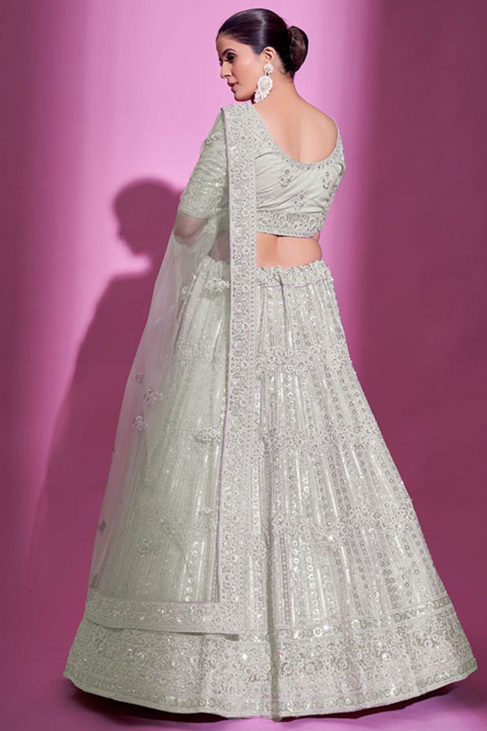 White Silk Lehenga Choli For Sangeet Ceremony Night  SFARY16425