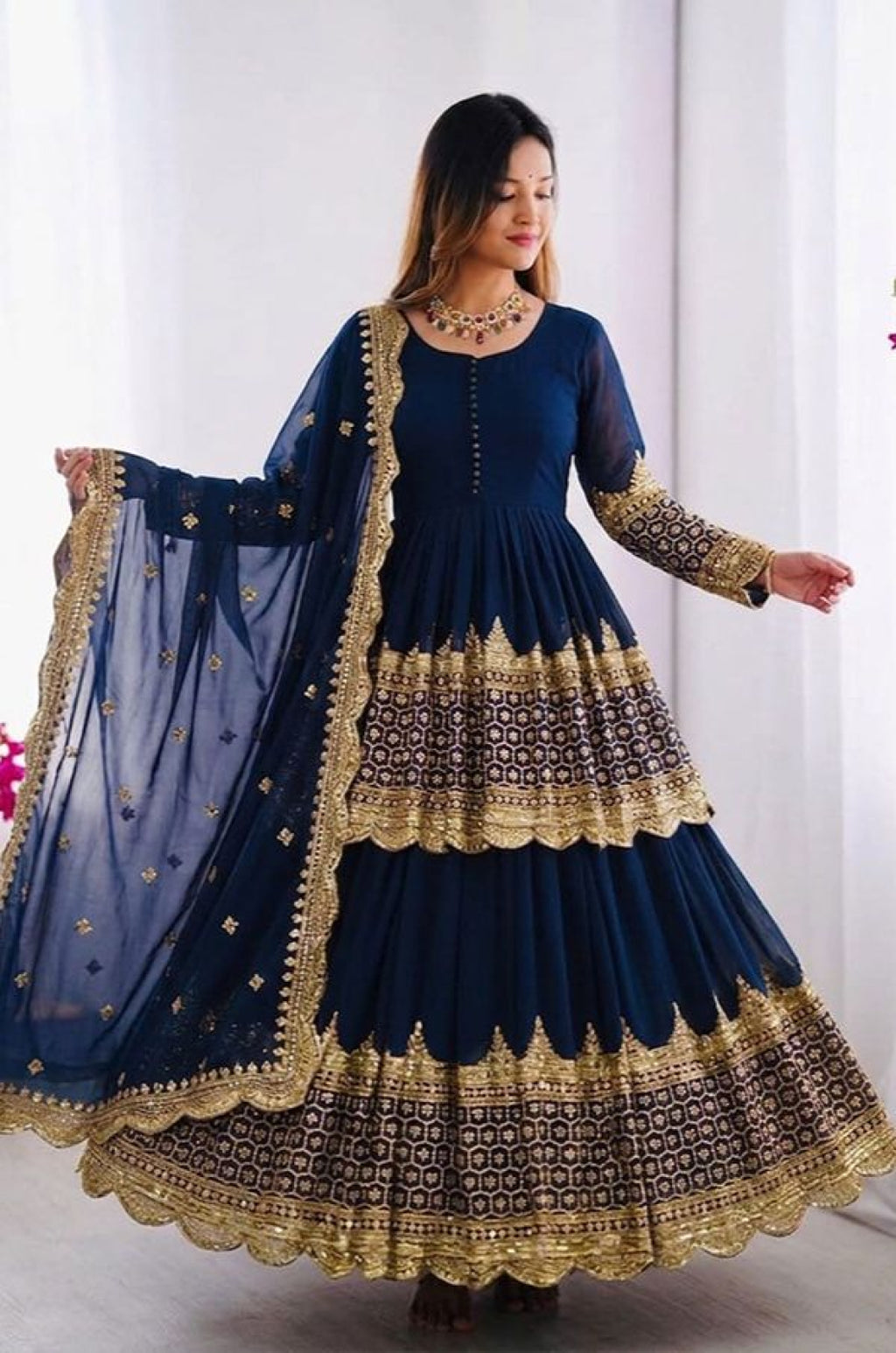 Blue Georgette Salwar Kameez - SFFK40501R