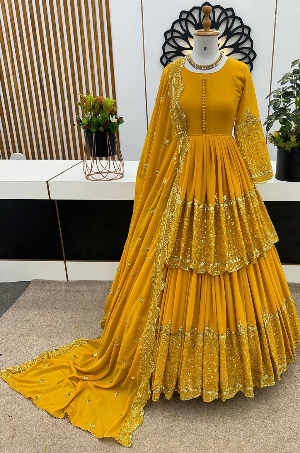 Yellow Georgette Salwar Kameez - SFFK40502R