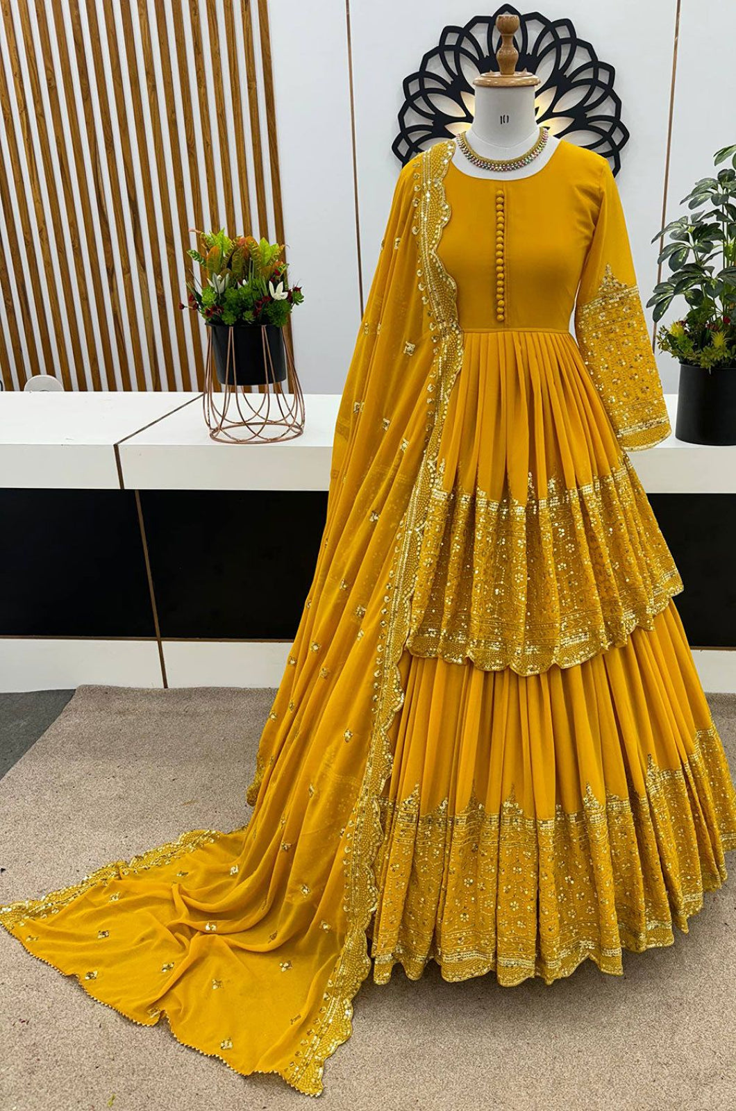 Yellow Georgette Salwar Kameez - SFFK40502R
