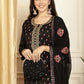 Plus Size Black Salwar Suit In Silk SFSTL28601