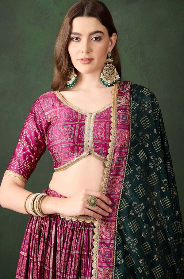 Magenta Satin Lehenga Choli - SFFK31103