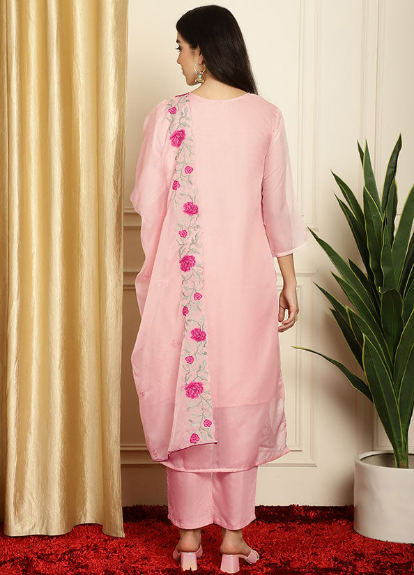 Pink Organza Plus Size Wedding Salwar Kameez SFSTL28610