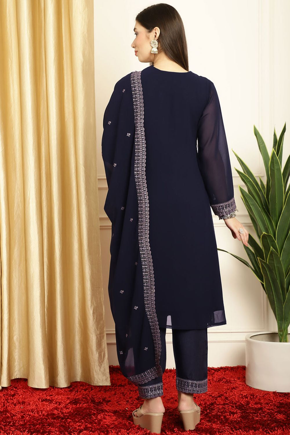 Blue Salwar Kameez Readymade Palazzo Suit SFSTL33105R