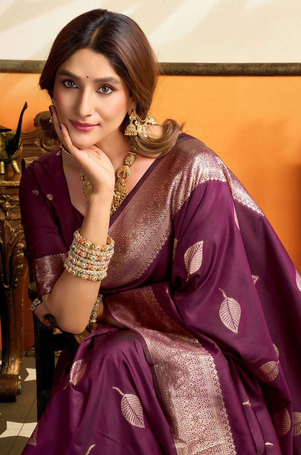 Burgundy Silk Sarees - SFSA574504