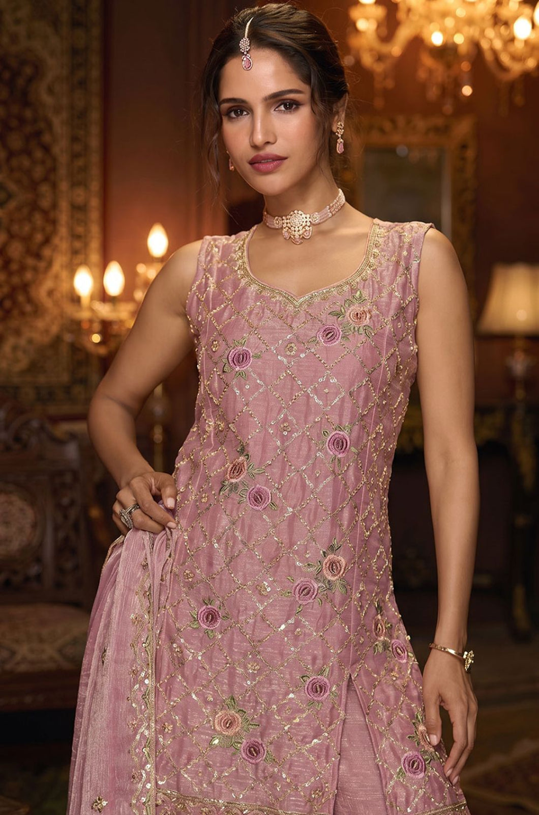 Pink Silk Salwar Kameez - SFFK40402R