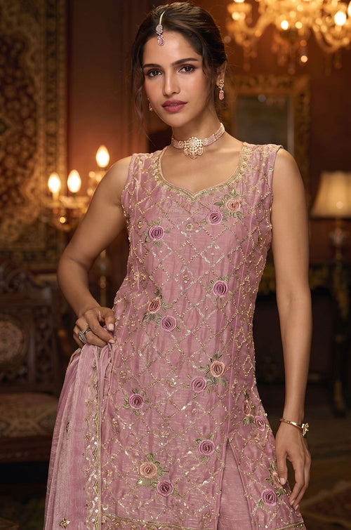 Pink Silk Salwar Kameez - SFFK40402R