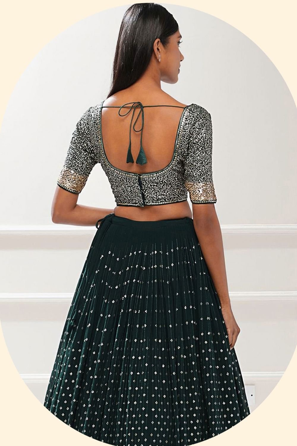 Green Sangeet Georgette Lehenga Choli With Floral Dupatta SFZC4704