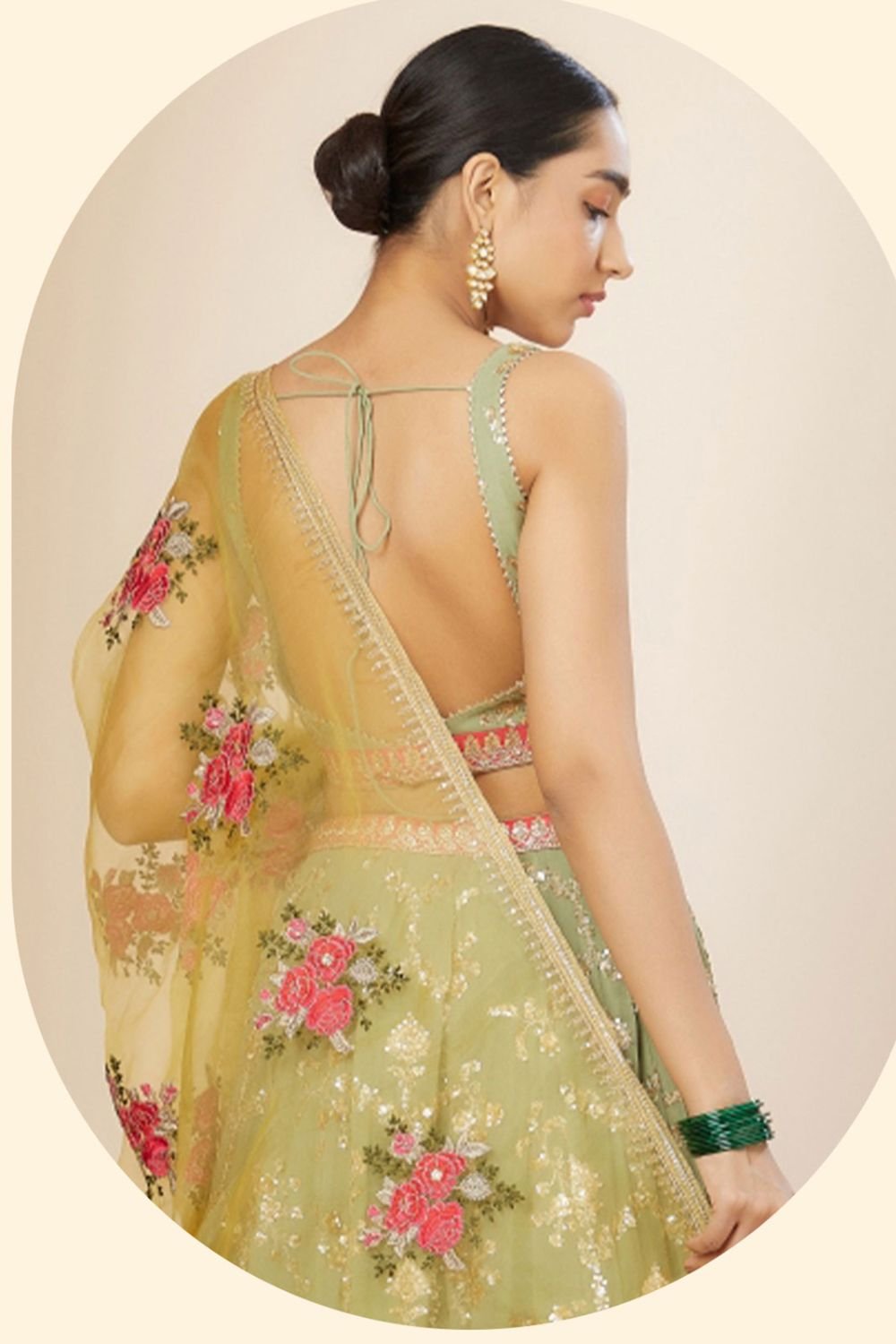 Green Sangeet Georgette Lehenga Choli With Floral Dupatta SFZC4707
