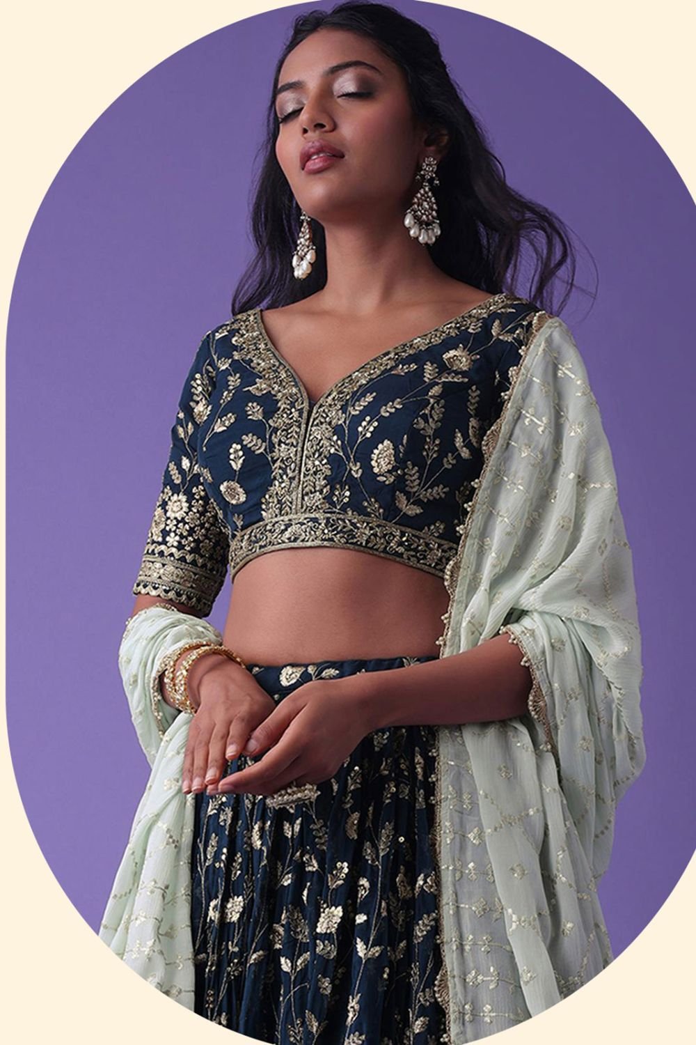 Blue Partywear Georgette Lehenga Choli SFZC4709