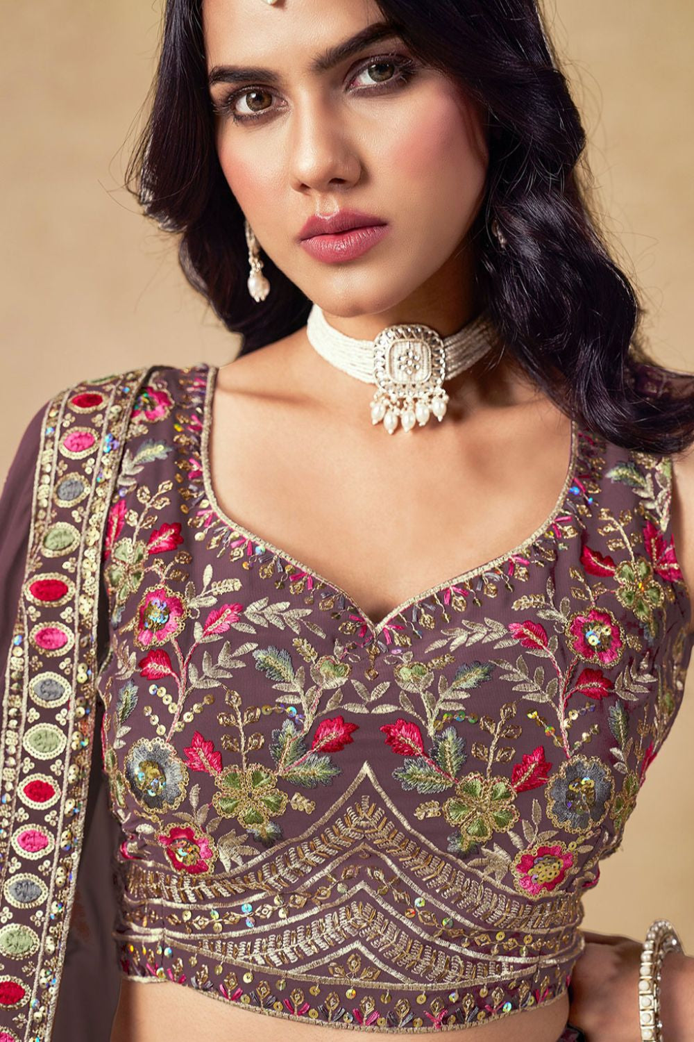 Purple Georgette Sangeet Party Lehenga Choli  SFZC5404