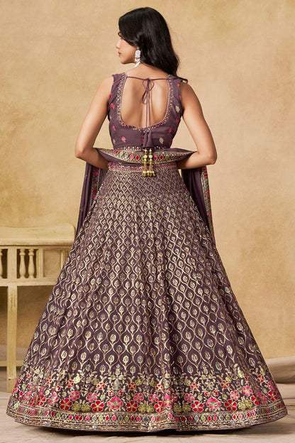 Purple Georgette Sangeet Party Lehenga Choli  SFZC5404