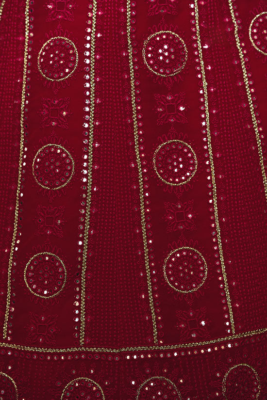 Pink Georgette Lehenga Choli Sequin and Mirror Work SFARY16603