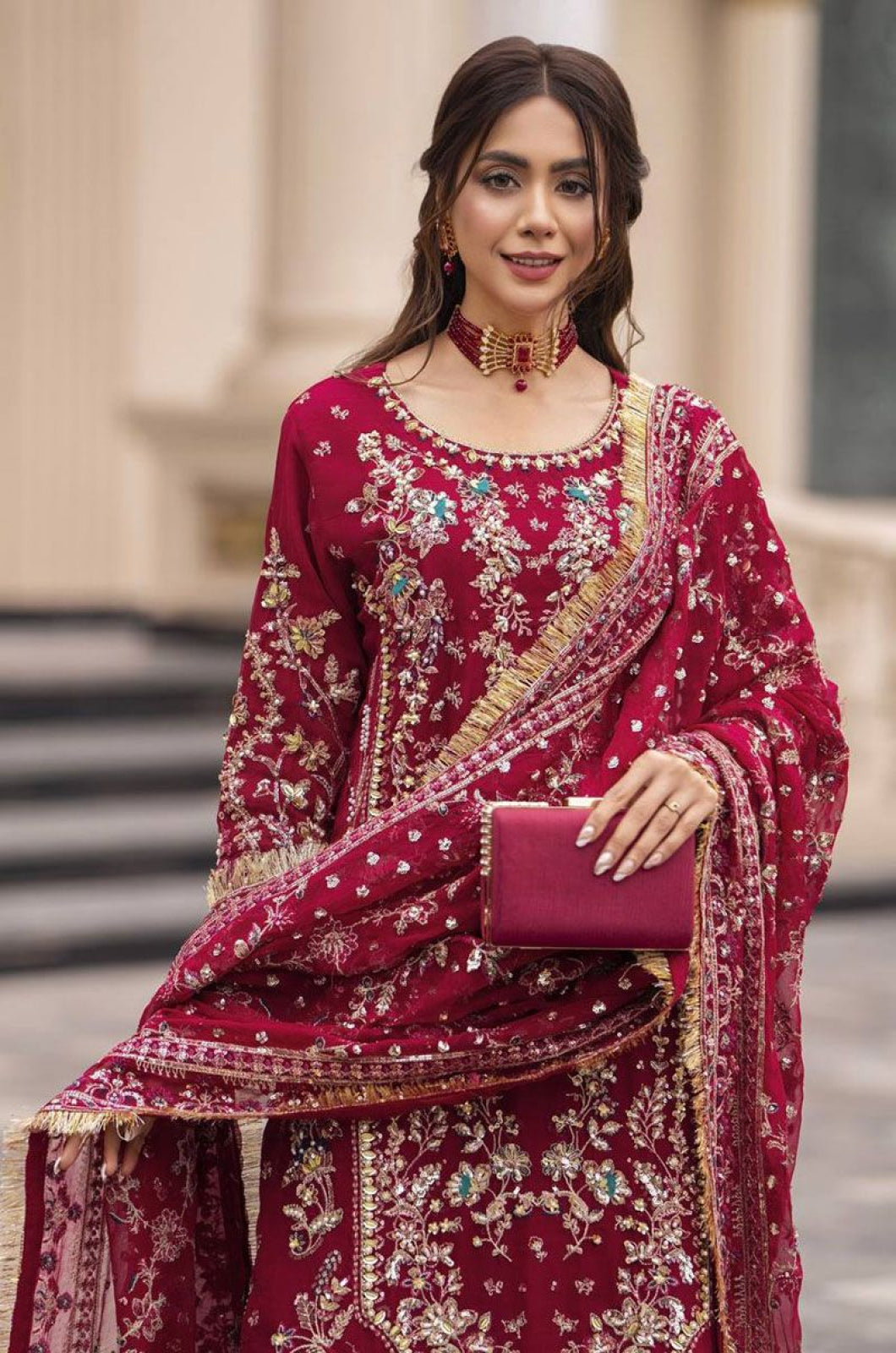 Magenta Georgette Salwar Kameez - SFFK38401R