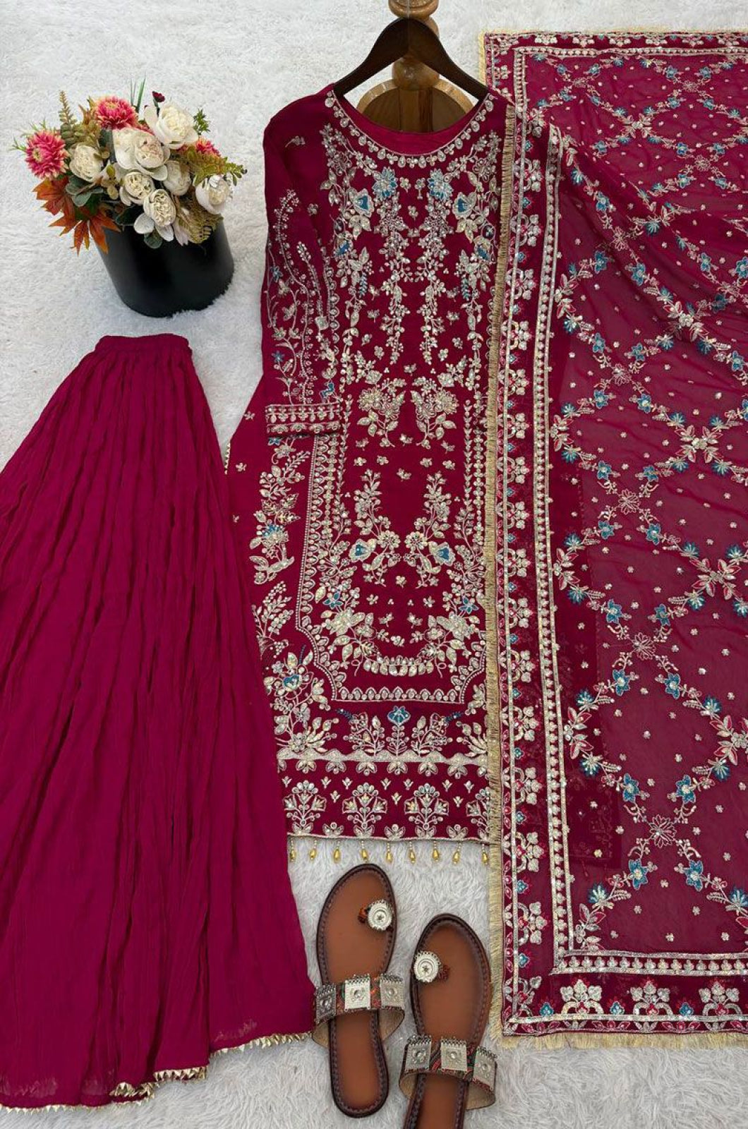 Magenta Georgette Salwar Kameez - SFFK38401R