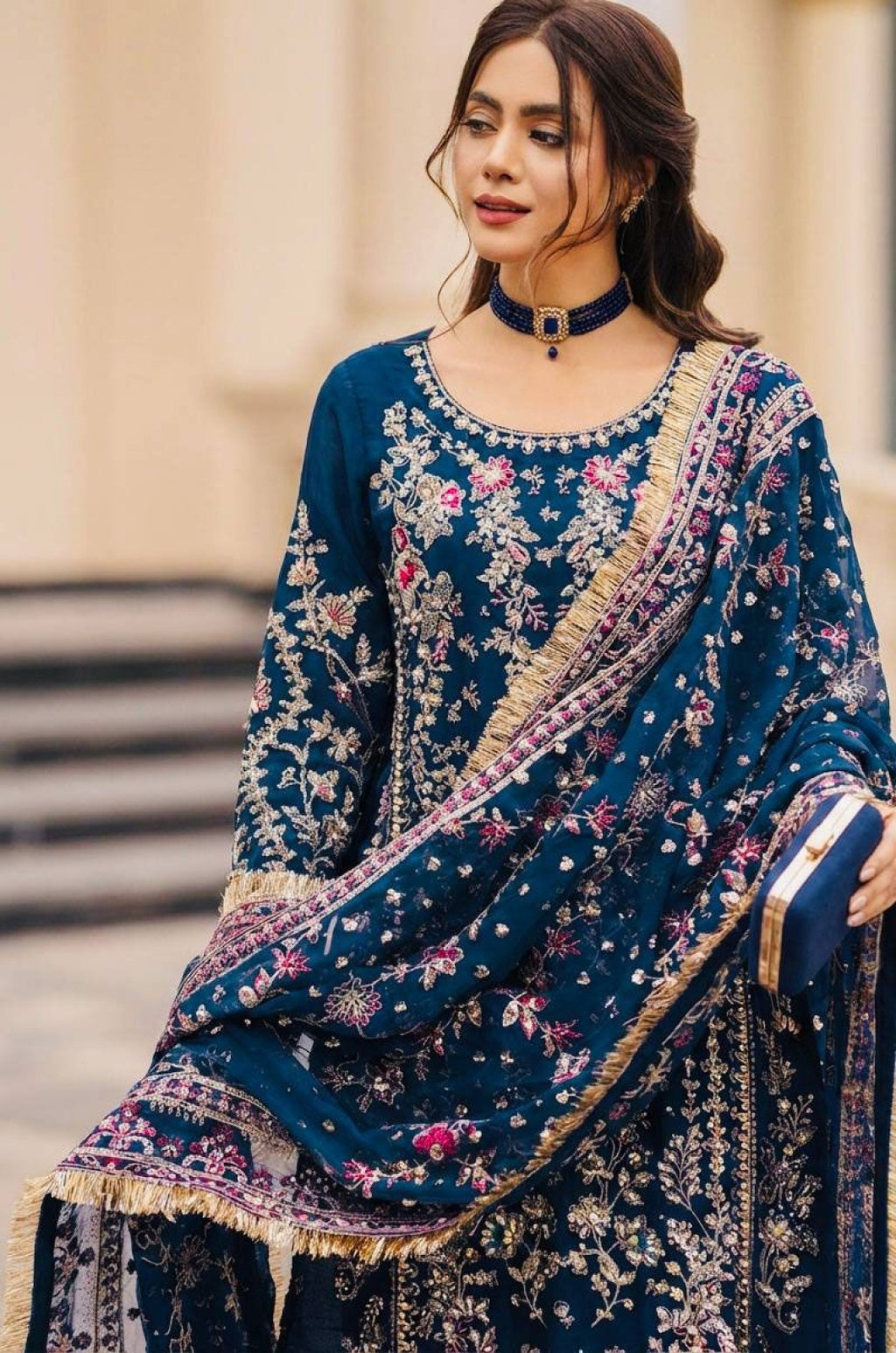 Blue Georgette Salwar Kameez - SFFK38402R