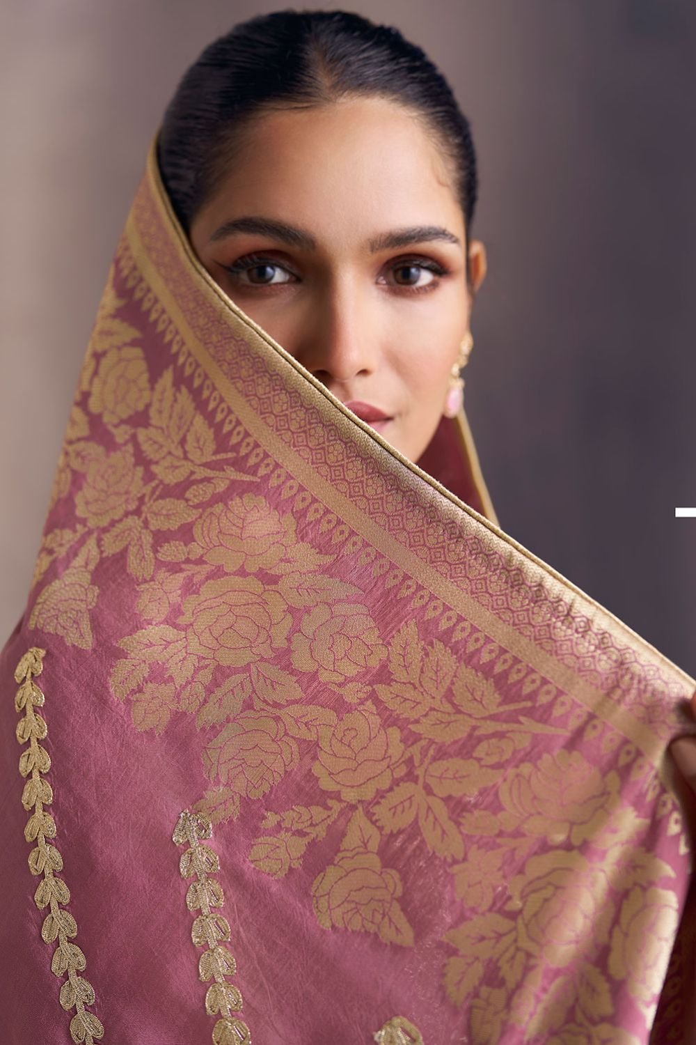Beige Sangeet Salwar Kameez In Shimmer Silk SFSMT40901R