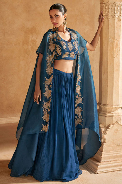 Blue Silk Lehenga Choli - SFYS144401R