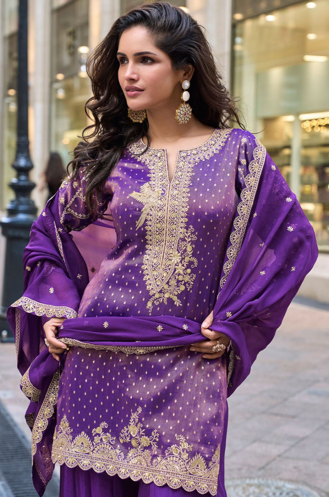 Purple Silk Salwar Kameez - SFSA561503R