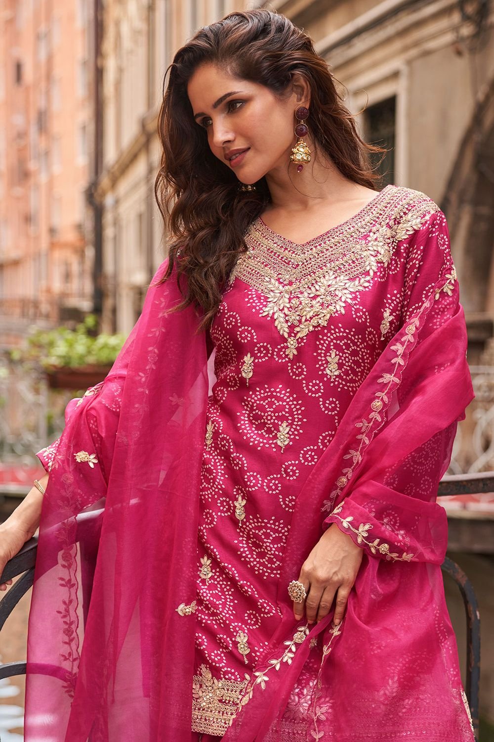 Rani Pink Silk Salwar Kameez - SFSMT49603R