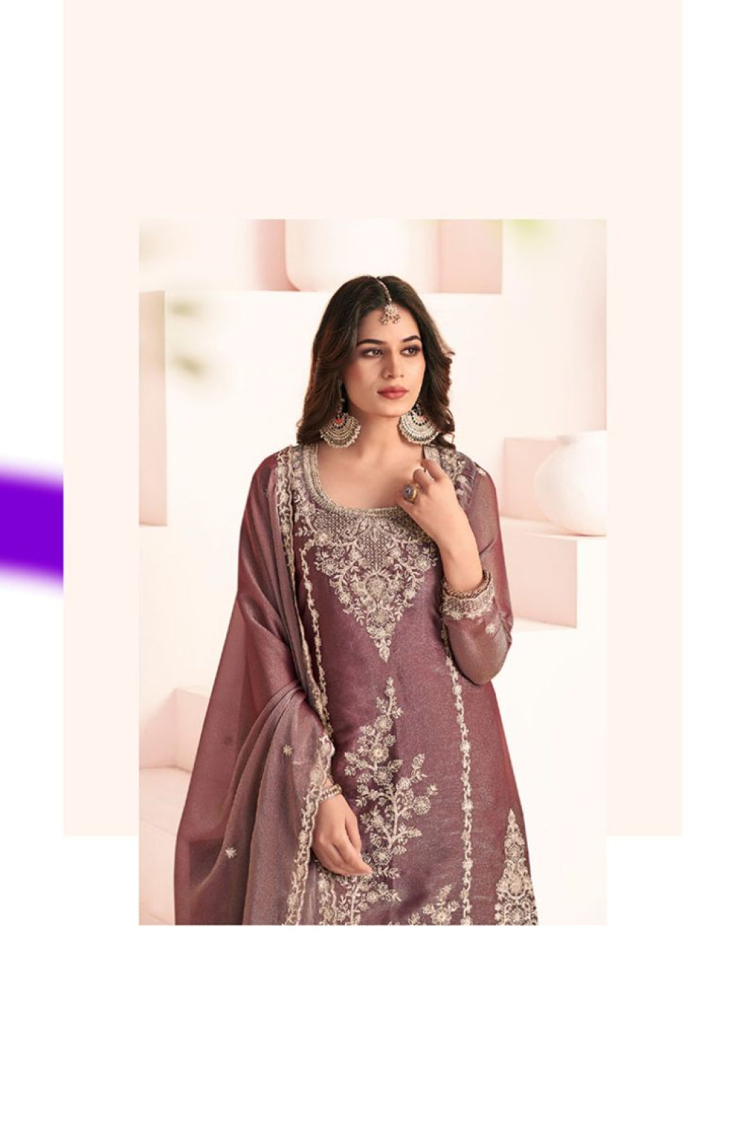 Brown Silk Salwar Kameez - SFYS172701R