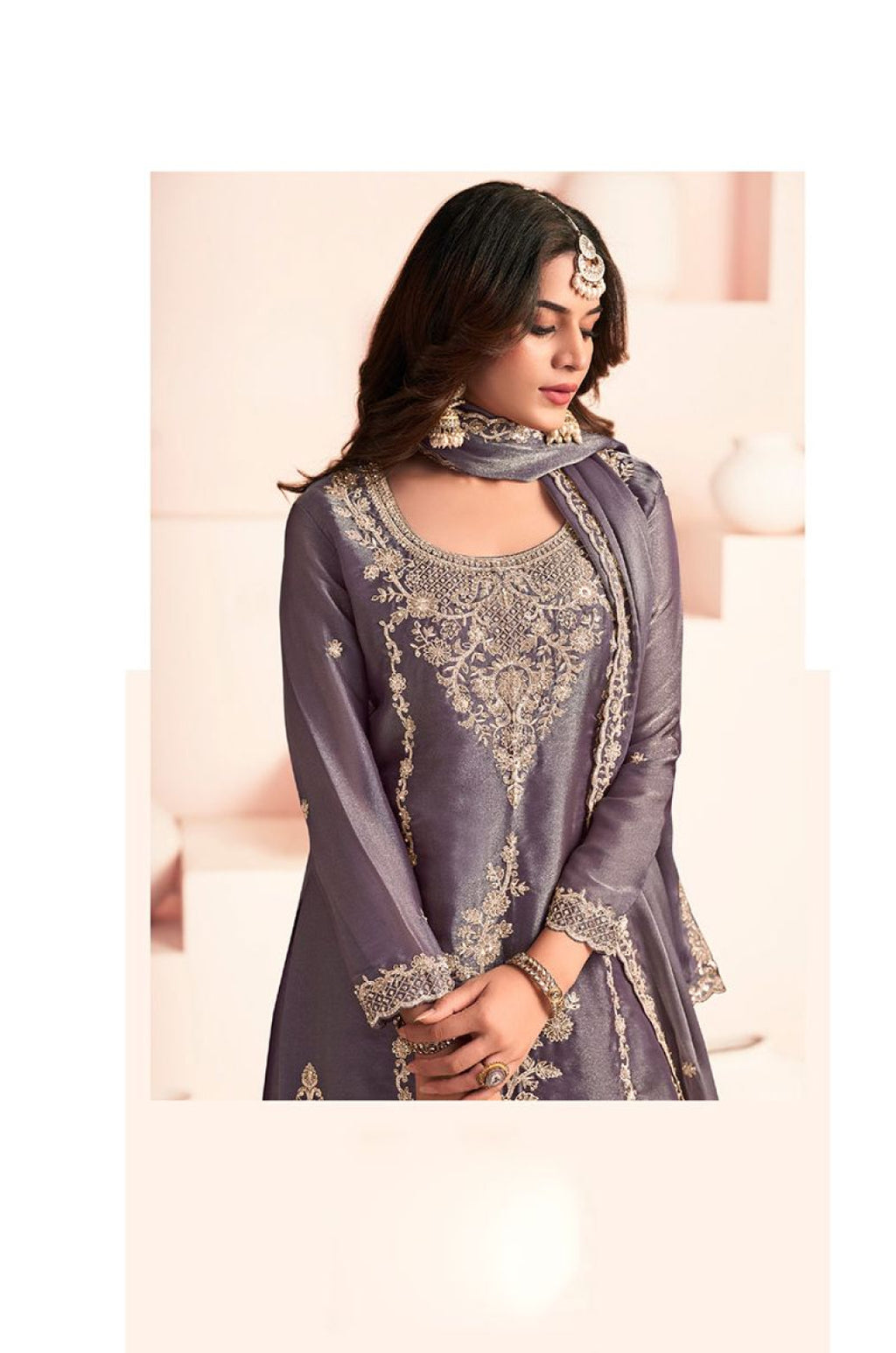 Grey Silk Salwar Kameez - SFYS172703R