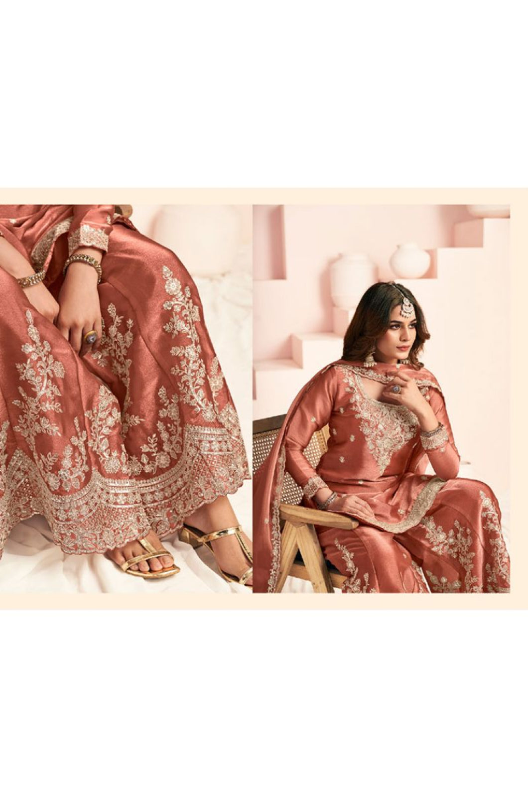 Orange Silk Salwar Kameez - SFYS172704R