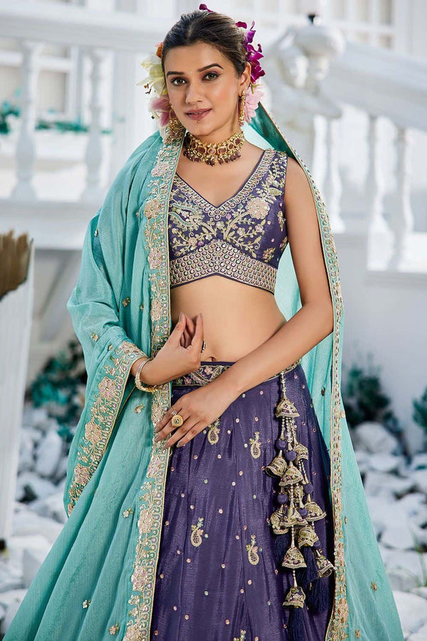 Purple Chiffon Wedding Lehenga Choli SFFK30201