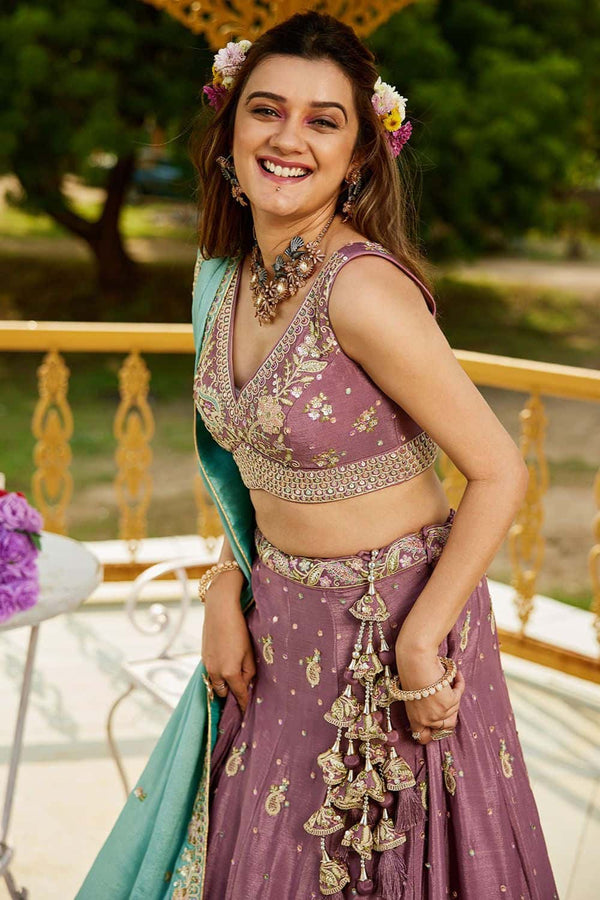Pink Chiffon Wedding Lehenga Choli SFFK30202