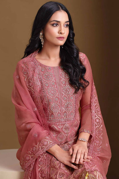 Pink Chiffon Plus Size Wedding Salwar Kameez SFVPL30503