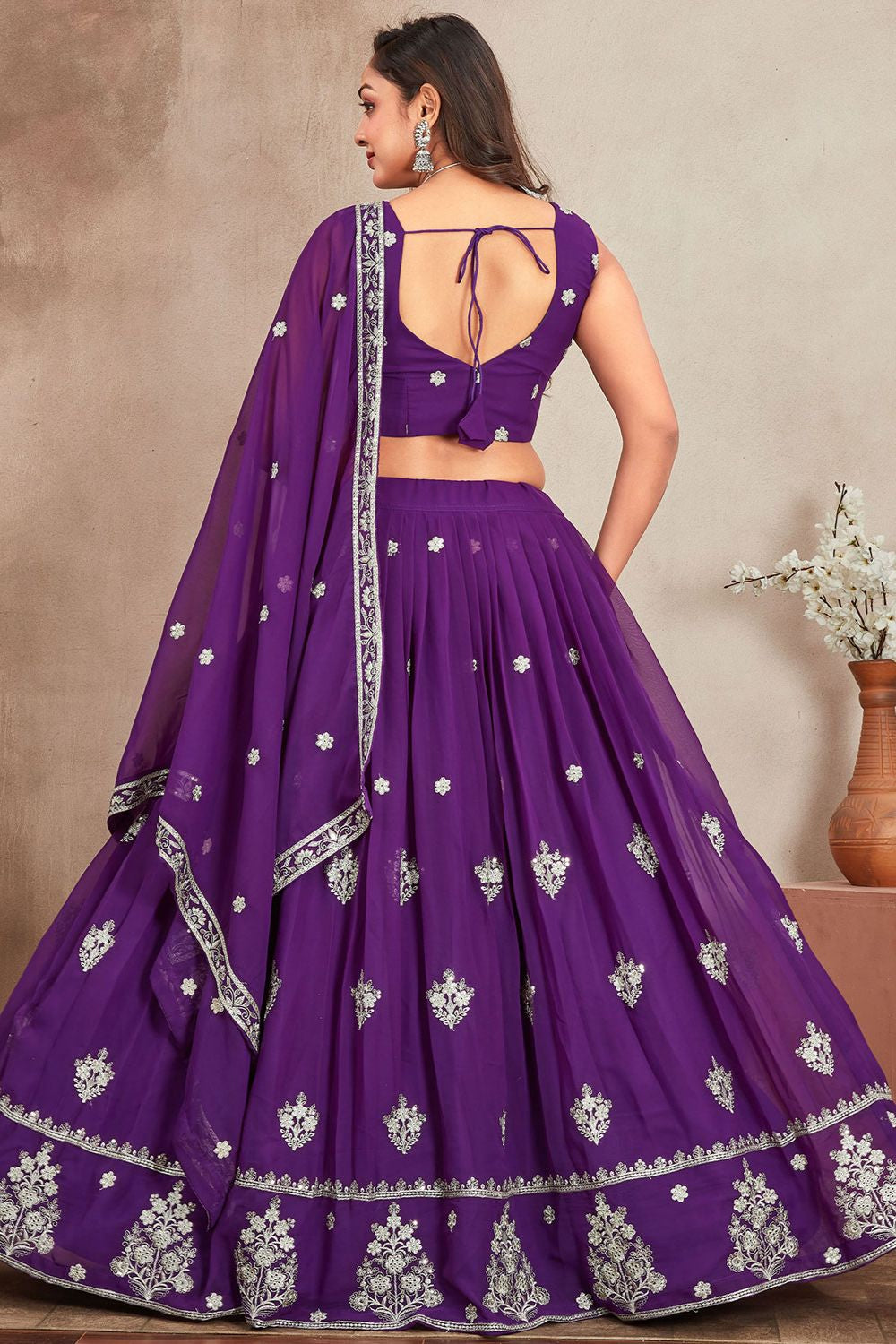 Purple Georgette Partywear Lehenga Set SFRELS3701