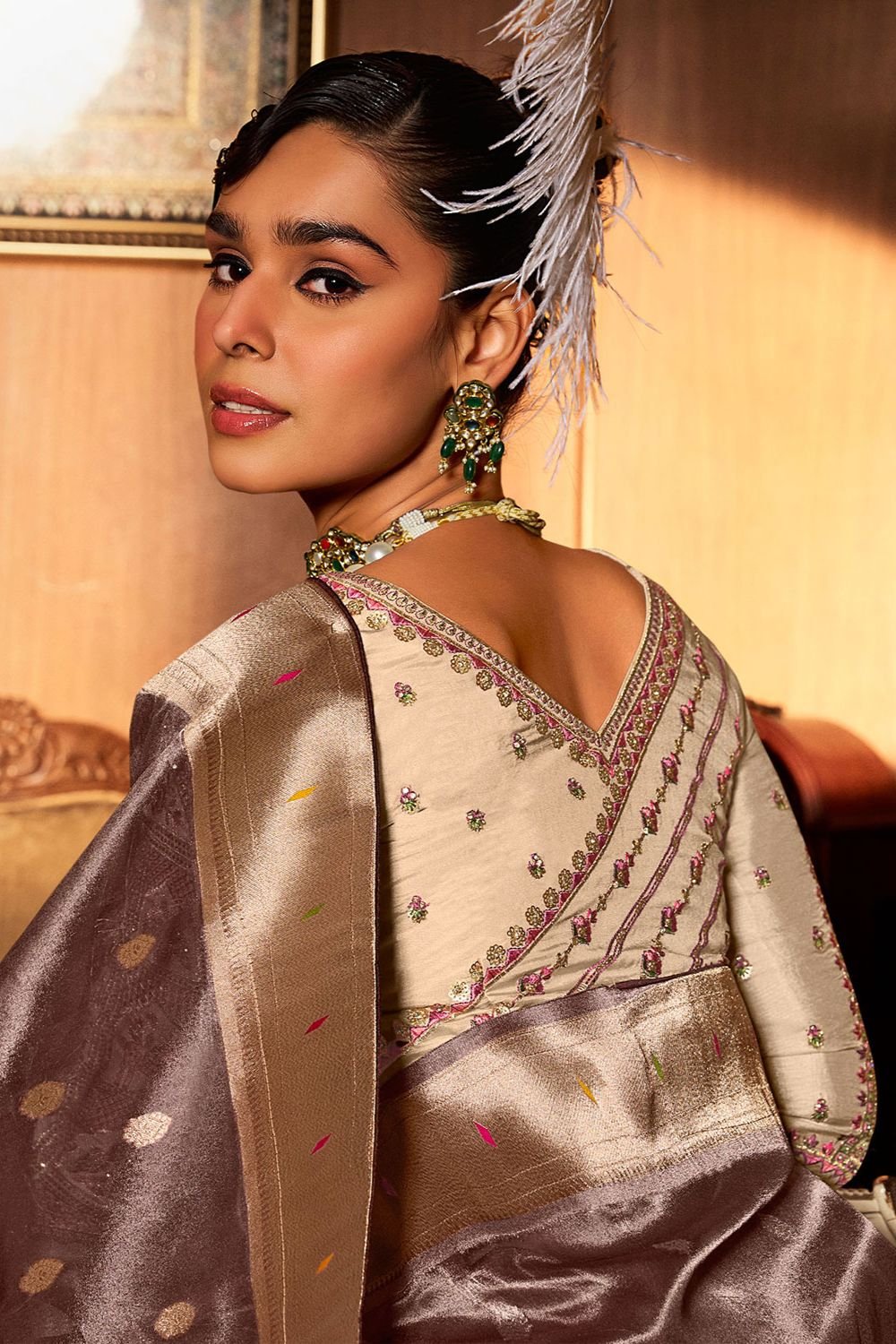 Grey Wedding Ceremonial Paithani Silk Sarees SFRELS5005