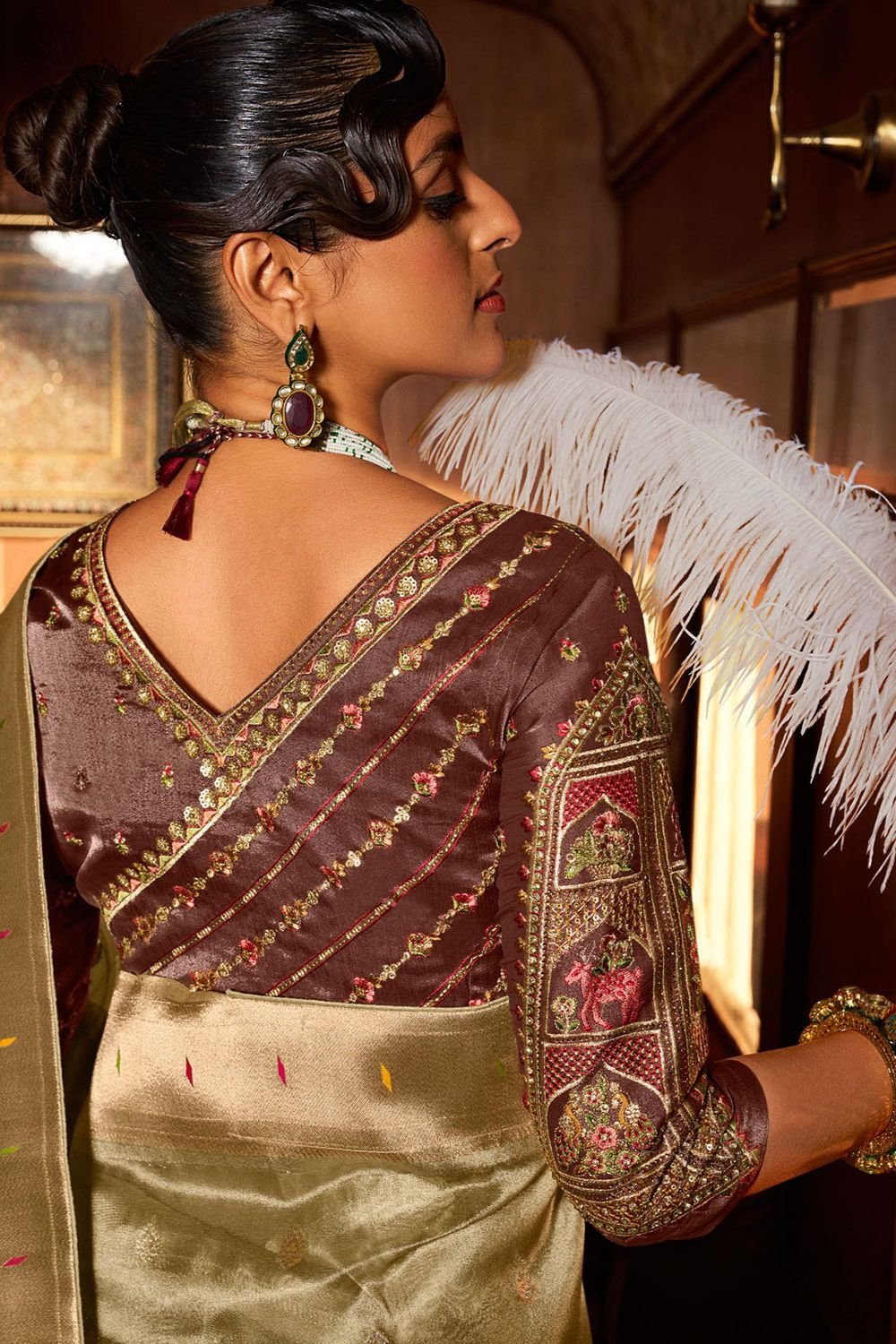 Cream Wedding Ceremonial Paithani Silk Sarees SFRELS5006
