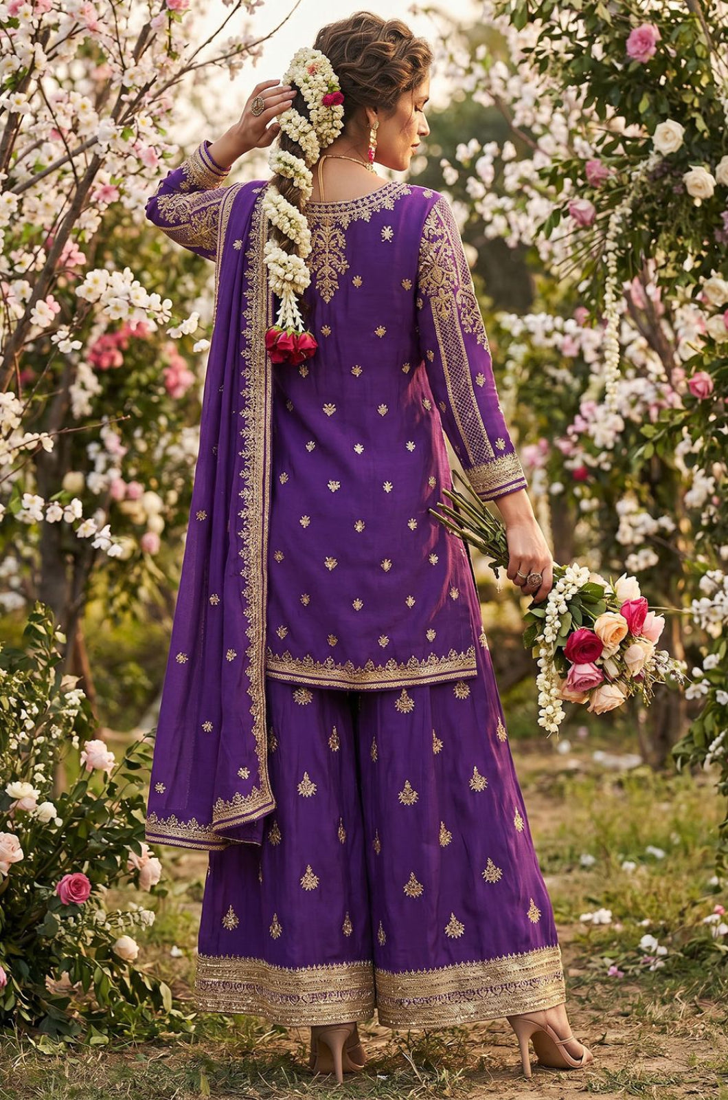 Purple Silk Salwar Kameez - SFEDC29305R