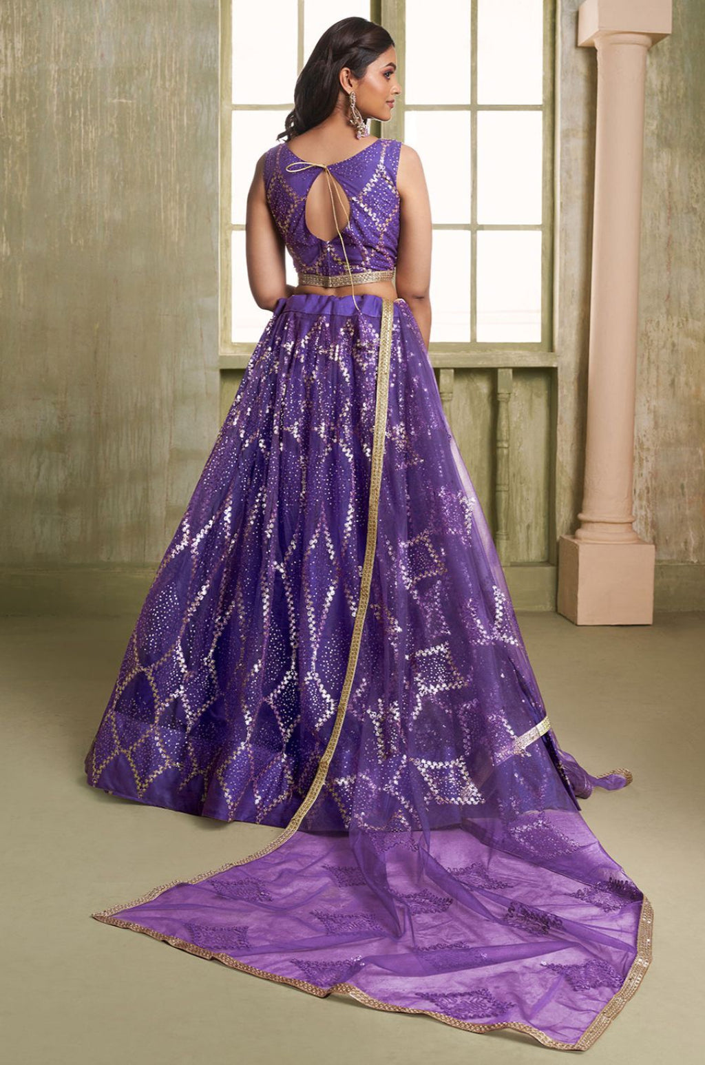 Purple Net Lehenga Choli - SFSA482601D