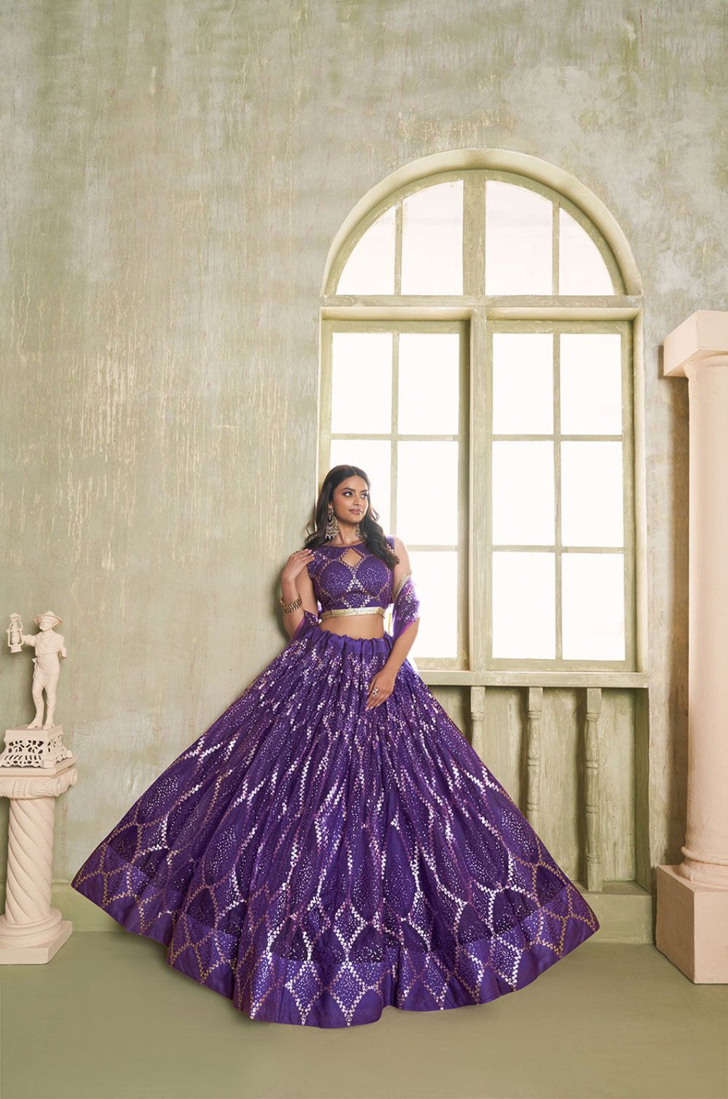 Purple Net Lehenga Choli - SFSA482601D