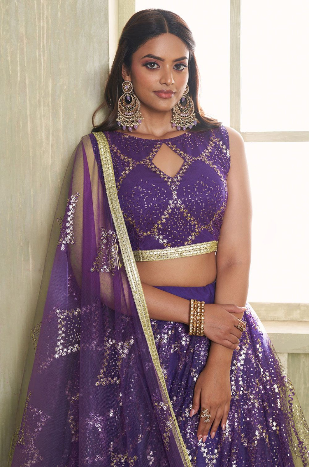 Purple Net Lehenga Choli - SFSA482601D
