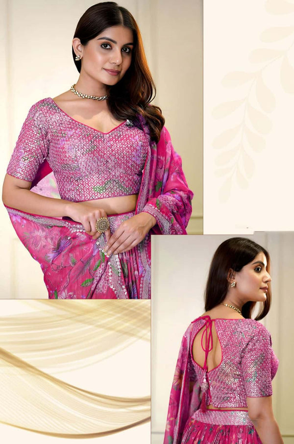 Rani Pink Organza Lehenga Choli - SFZC5504