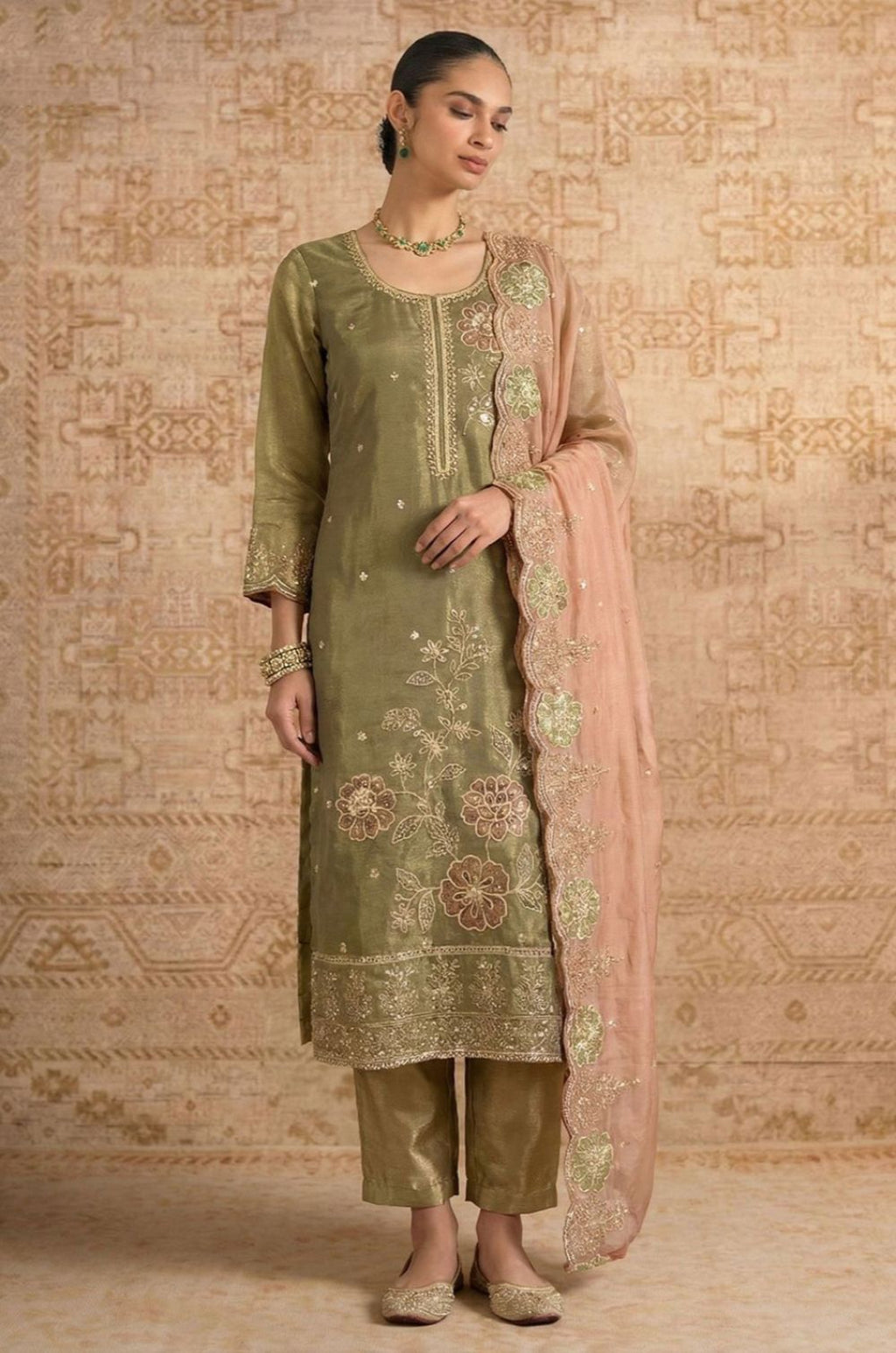 Green Silk Salwar Kameez - SFSA561103R