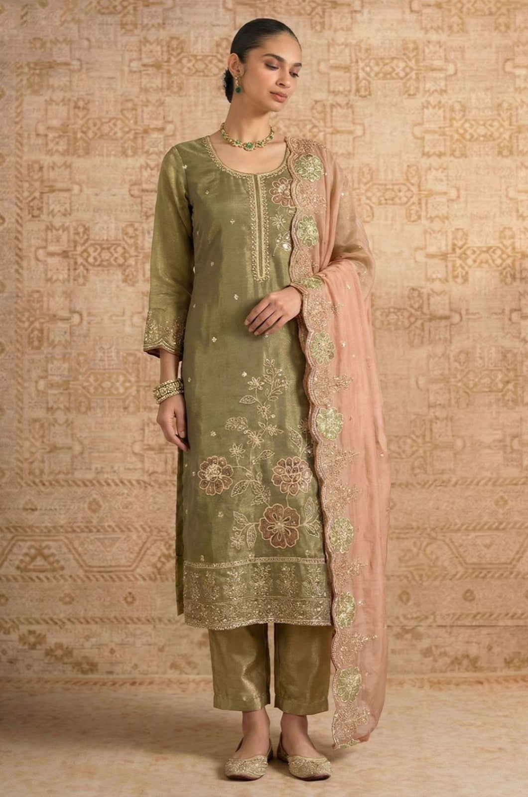 Green Silk Salwar Kameez - SFSA561103R