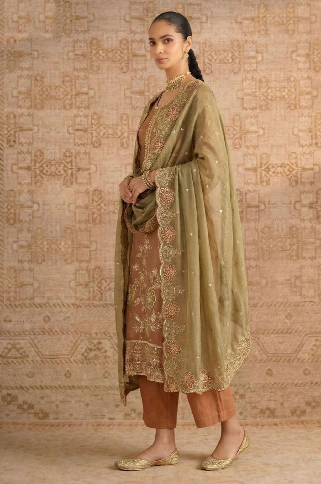 Orange Silk Salwar Kameez - SFSA561104R