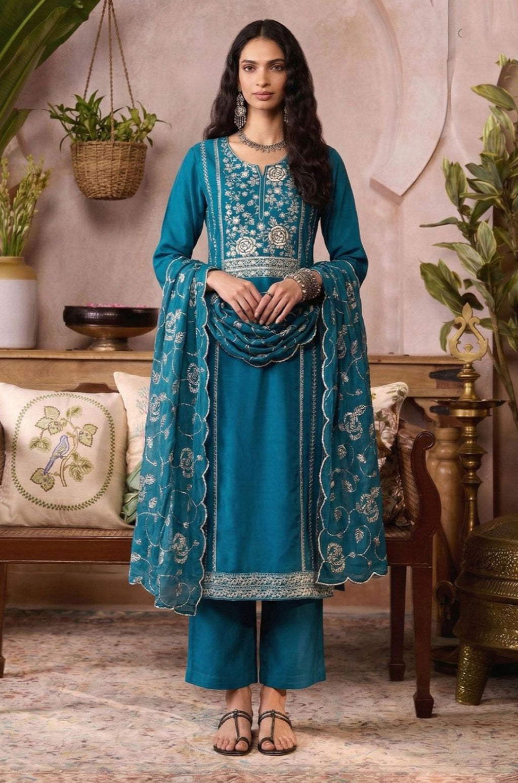 Blue Organza Salwar Kameez - SFSA561901R