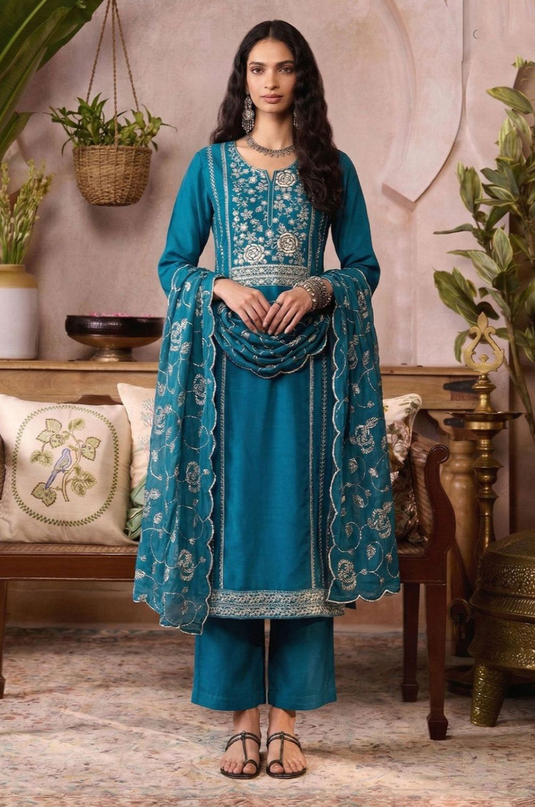 Blue Organza Salwar Kameez - SFSA561901R