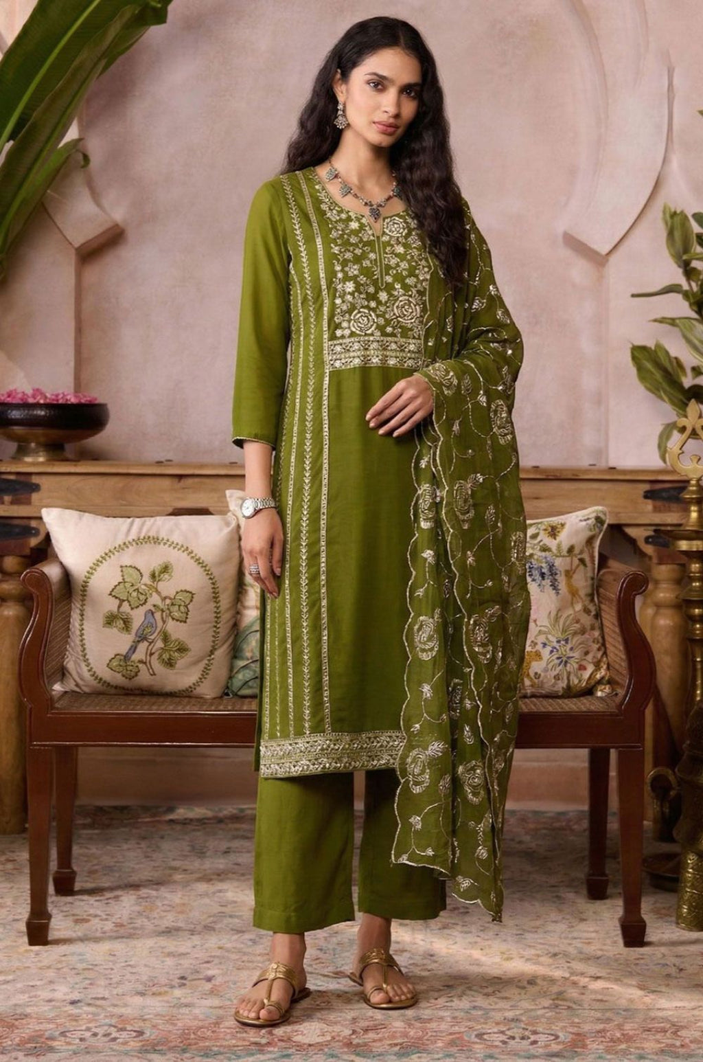 Green Organza Salwar Kameez - SFSA561904R
