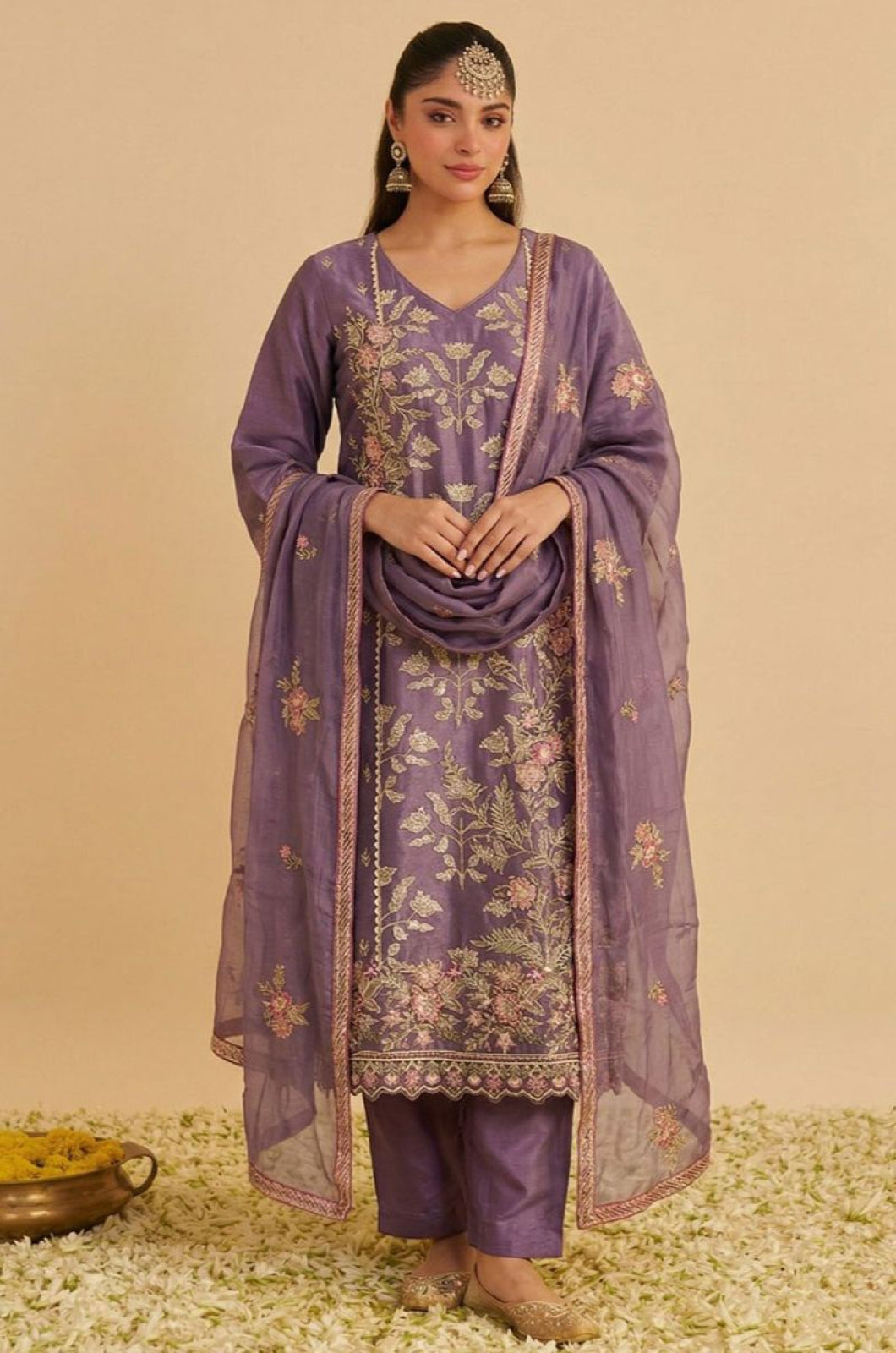 Purple Silk Salwar Kameez - SFSA565201R