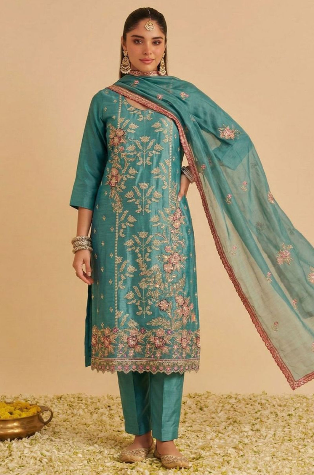Blue Silk Salwar Kameez - SFSA565202R