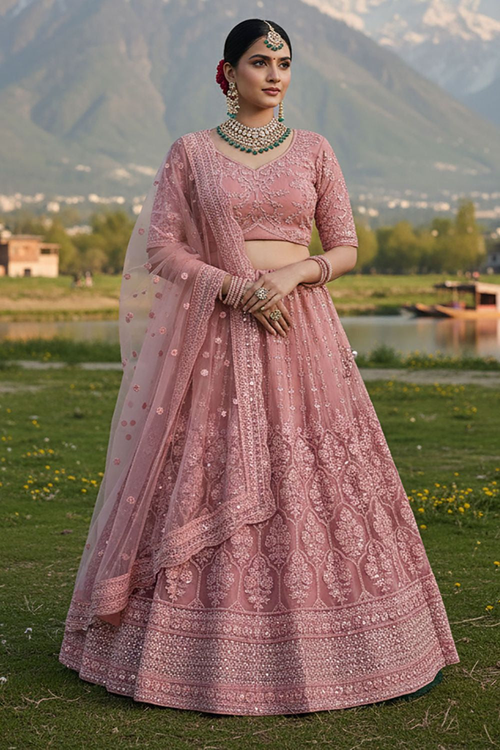 Pink Net Lehenga Choli - SFYS167801