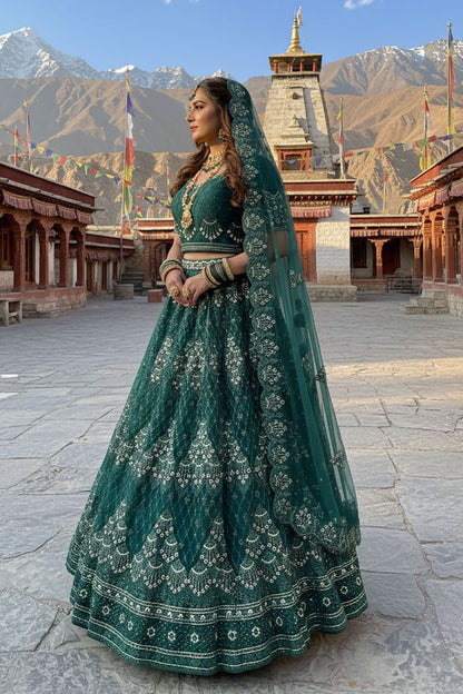 Green Net Lehenga Choli - SFYS167802