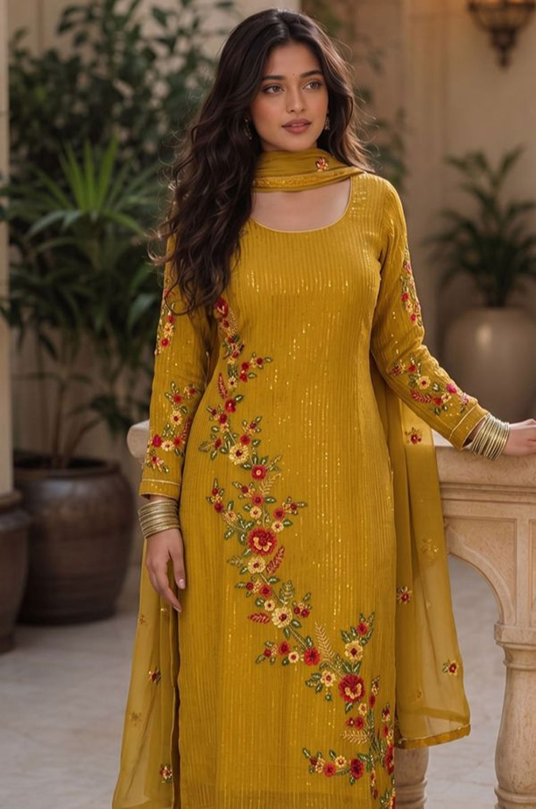 Yellow Georgette Salwar Kameez - SFSA576101R